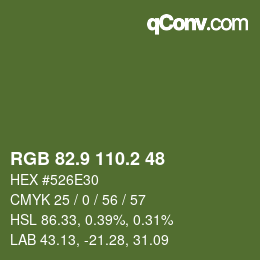 カラーコード: RGB 82.9 110.2 48 | qconv.com