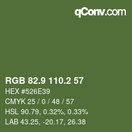 Color code: RGB 82.9 110.2 57 | qconv.com