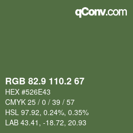 Color code: RGB 82.9 110.2 67 | qconv.com
