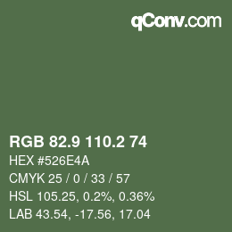 Color code: RGB 82.9 110.2 74 | qconv.com