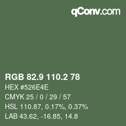 Color code: RGB 82.9 110.2 78 | qconv.com
