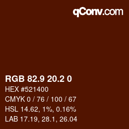 Color code: RGB 82.9 20.2 0 | qconv.com