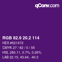 カラーコード: RGB 82.9 20.2 114 | qconv.com
