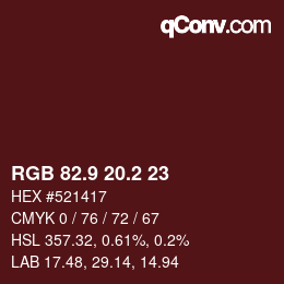 カラーコード: RGB 82.9 20.2 23 | qconv.com