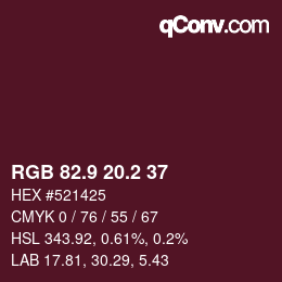 カラーコード: RGB 82.9 20.2 37 | qconv.com