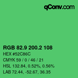 カラーコード: RGB 82.9 200.2 108 | qconv.com
