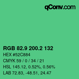 カラーコード: RGB 82.9 200.2 132 | qconv.com