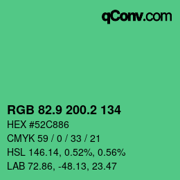 カラーコード: RGB 82.9 200.2 134 | qconv.com