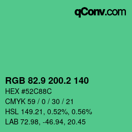 カラーコード: RGB 82.9 200.2 140 | qconv.com