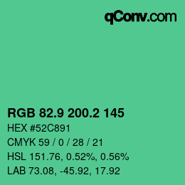 カラーコード: RGB 82.9 200.2 145 | qconv.com