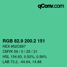 カラーコード: RGB 82.9 200.2 151 | qconv.com