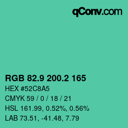 カラーコード: RGB 82.9 200.2 165 | qconv.com