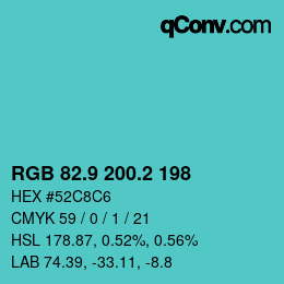 Color code: RGB 82.9 200.2 198 | qconv.com