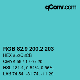 Color code: RGB 82.9 200.2 203 | qconv.com