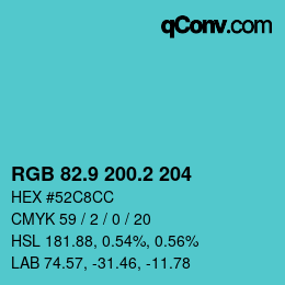カラーコード: RGB 82.9 200.2 204 | qconv.com