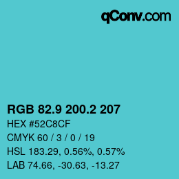 Color code: RGB 82.9 200.2 207 | qconv.com