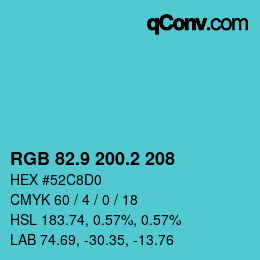 Color code: RGB 82.9 200.2 208 | qconv.com