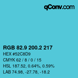 カラーコード: RGB 82.9 200.2 217 | qconv.com