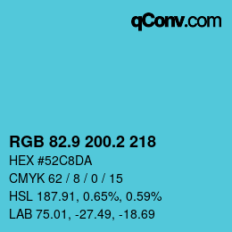 Color code: RGB 82.9 200.2 218 | qconv.com