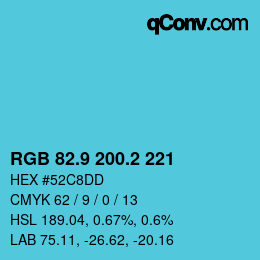 カラーコード: RGB 82.9 200.2 221 | qconv.com