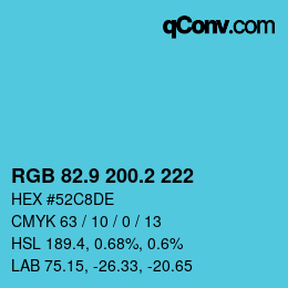 Color code: RGB 82.9 200.2 222 | qconv.com