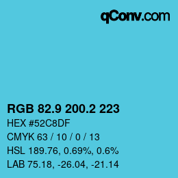 Color code: RGB 82.9 200.2 223 | qconv.com