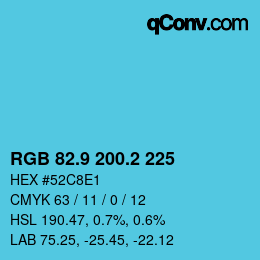 カラーコード: RGB 82.9 200.2 225 | qconv.com