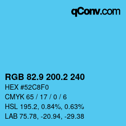 Color code: RGB 82.9 200.2 240 | qconv.com