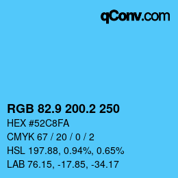 Color code: RGB 82.9 200.2 250 | qconv.com