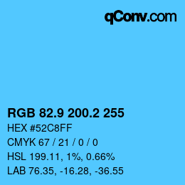 Color code: RGB 82.9 200.2 255 | qconv.com