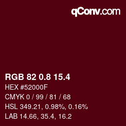 カラーコード: RGB 82 0.8 15.4 | qconv.com