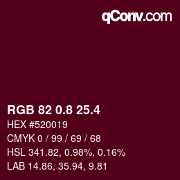 カラーコード: RGB 82 0.8 25.4 | qconv.com