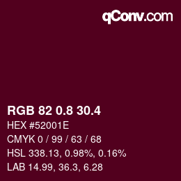 カラーコード: RGB 82 0.8 30.4 | qconv.com