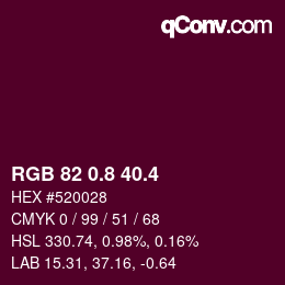カラーコード: RGB 82 0.8 40.4 | qconv.com