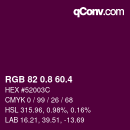 カラーコード: RGB 82 0.8 60.4 | qconv.com