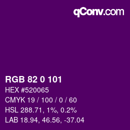 Código de color: RGB 82 0 101 | qconv.com
