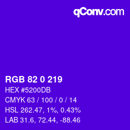 Color code: RGB 82 0 219 | qconv.com