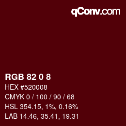 Color code: RGB 82 0 8 | qconv.com
