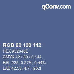 Color code: RGB 82 100 142 | qconv.com