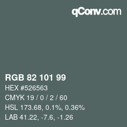Farbcode: RGB 82 101 99 | qconv.com