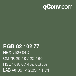 Farbcode: RGB 82 102 77 | qconv.com