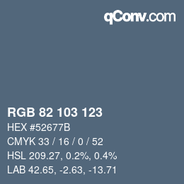 Color code: RGB 82 103 123 | qconv.com