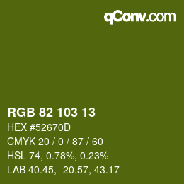 Color code: RGB 82 103 13 | qconv.com