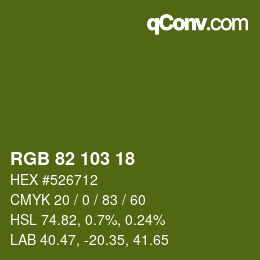 Color code: RGB 82 103 18 | qconv.com