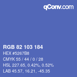 Color code: RGB 82 103 184 | qconv.com