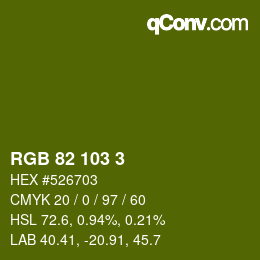 Color code: RGB 82 103 3 | qconv.com