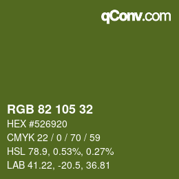 Color code: RGB 82 105 32 | qconv.com