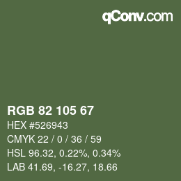 カラーコード: RGB 82 105 67 | qconv.com
