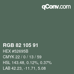 Color code: RGB 82 105 91 | qconv.com