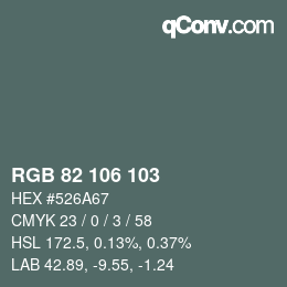 カラーコード: RGB 82 106 103 | qconv.com